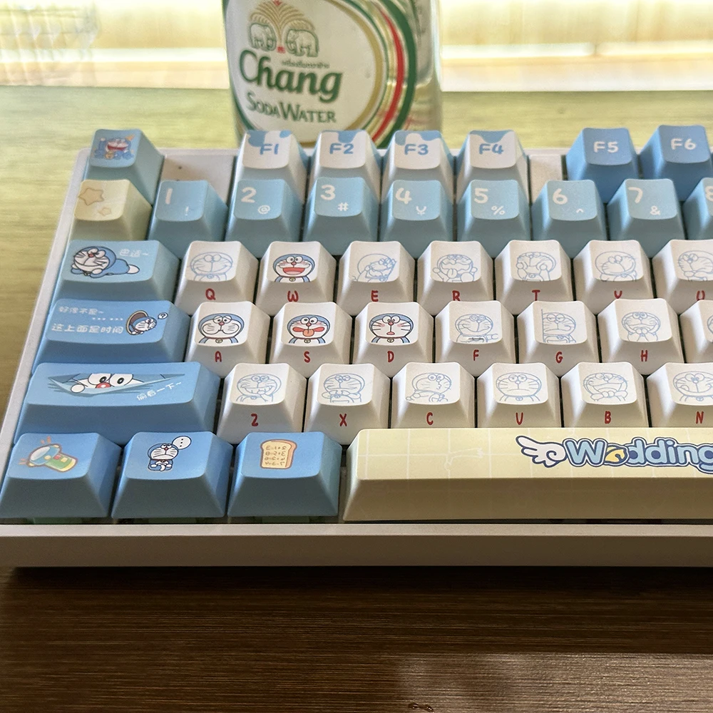 Gaming Accessories Aesthetic - Teclas originais Doraemon, 120 teclas, perfil
