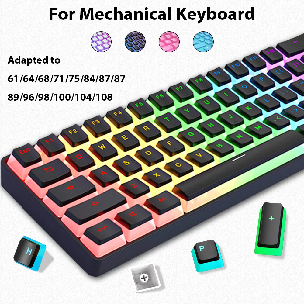 129 teclas pudim keycaps pbt d - Gaming Accessories Aesthetic avaliação e preço