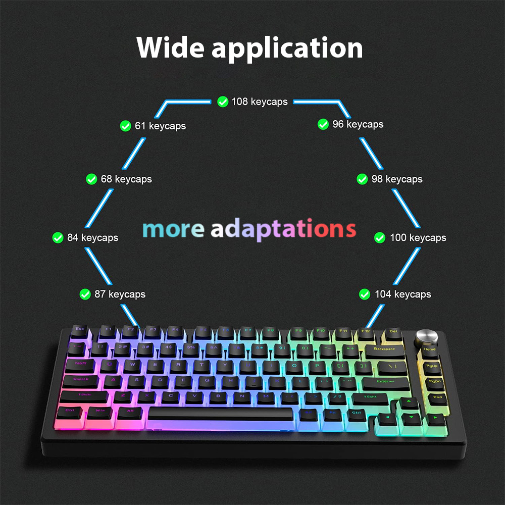 129 teclas pudim keycaps pbt d - Gaming Accessories Aesthetic avaliação e preço